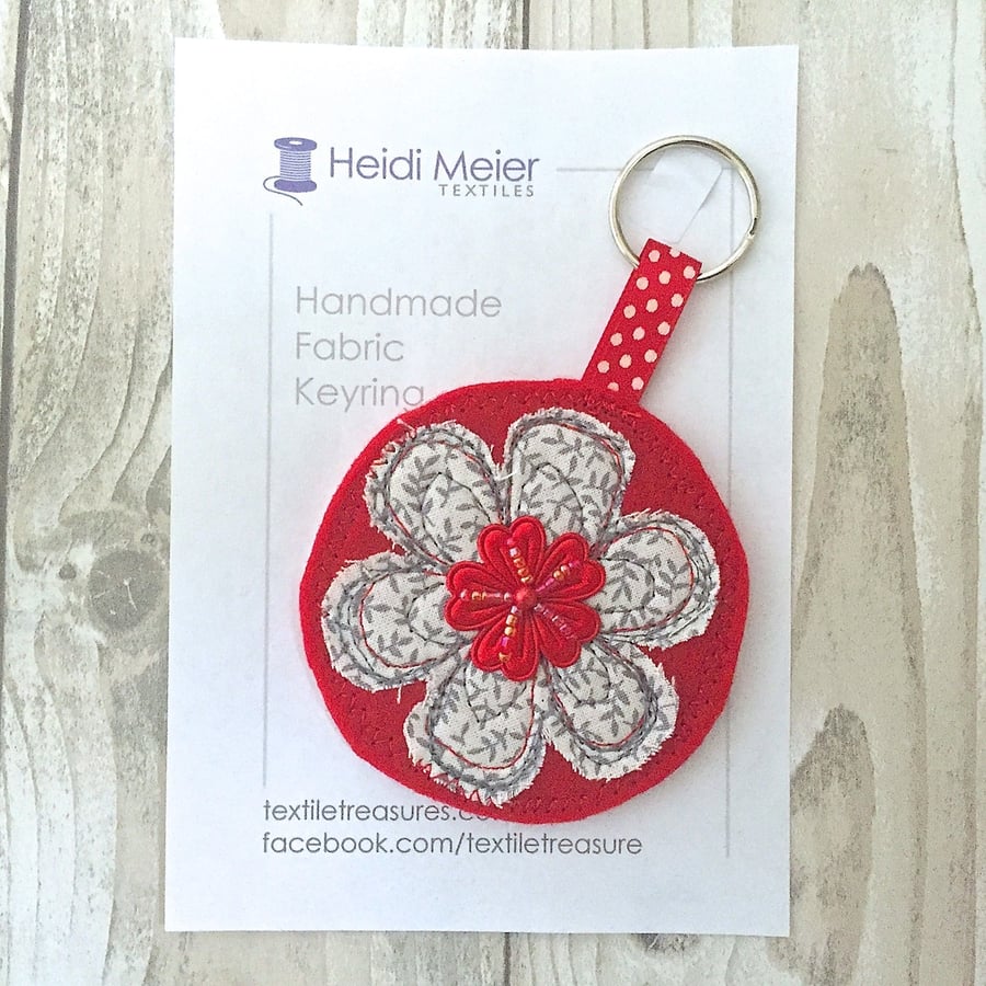 Mothers Day gift -  Textile floral keyring - key ring felt, floral bag charm