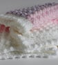 Baby blanket, pink lilac white, 32" x 24" approx, - Image 5
