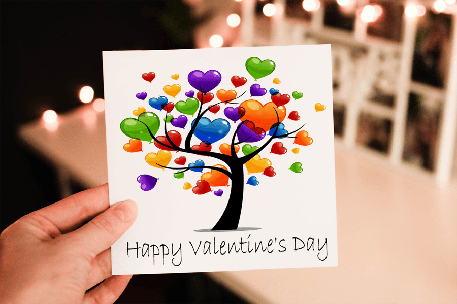 Heart Tree Of Life Valentine Card, Personlaised Card for Valentine, Tree Card