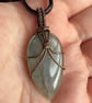 Love Tokens: Copper Wire Wrapped Labradorite Pendant On Waxed Cord Necklace - Image 3