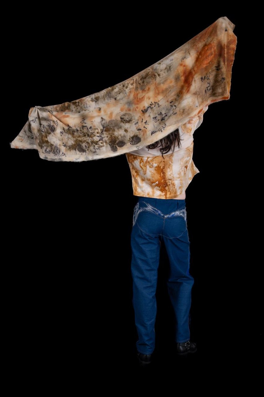 rust and leaves British wool scarf