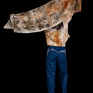 rust and leaves British wool scarf