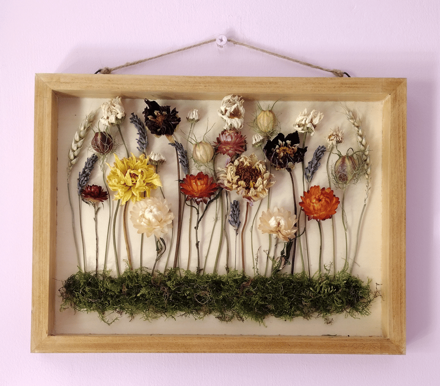 Dried flower wooden frame wall art