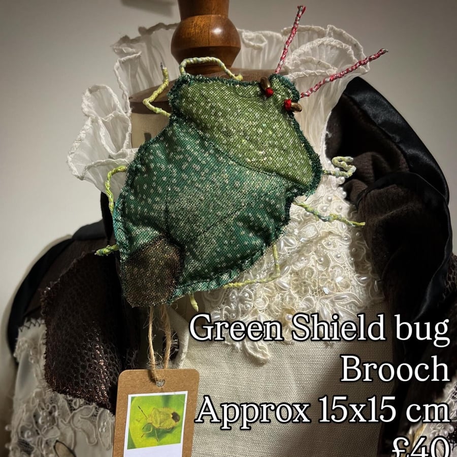 Green Shieldbug brooch