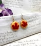 Burnt orange maple leaf fabric button dangle earrings autumn lover - Image 5