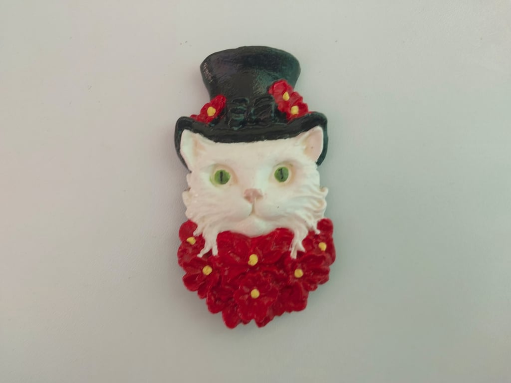 Cat With Top Hat Fridge Magnet