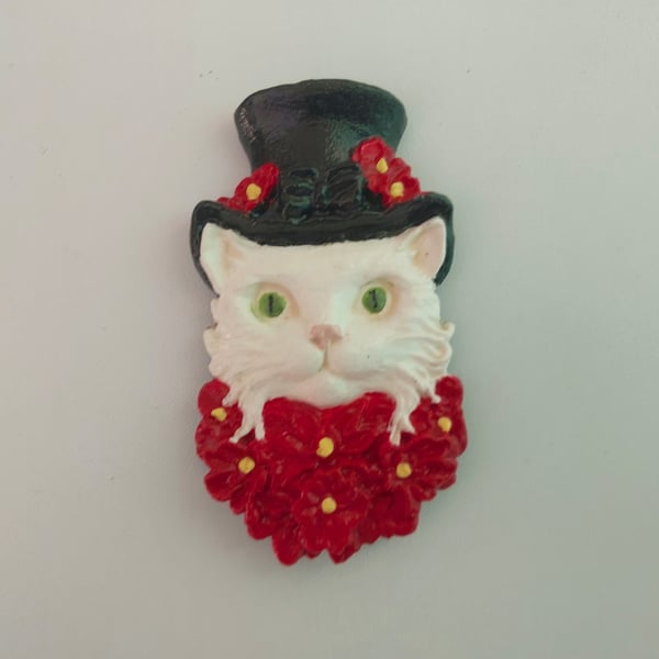 Cat With Top Hat Fridge Magnet