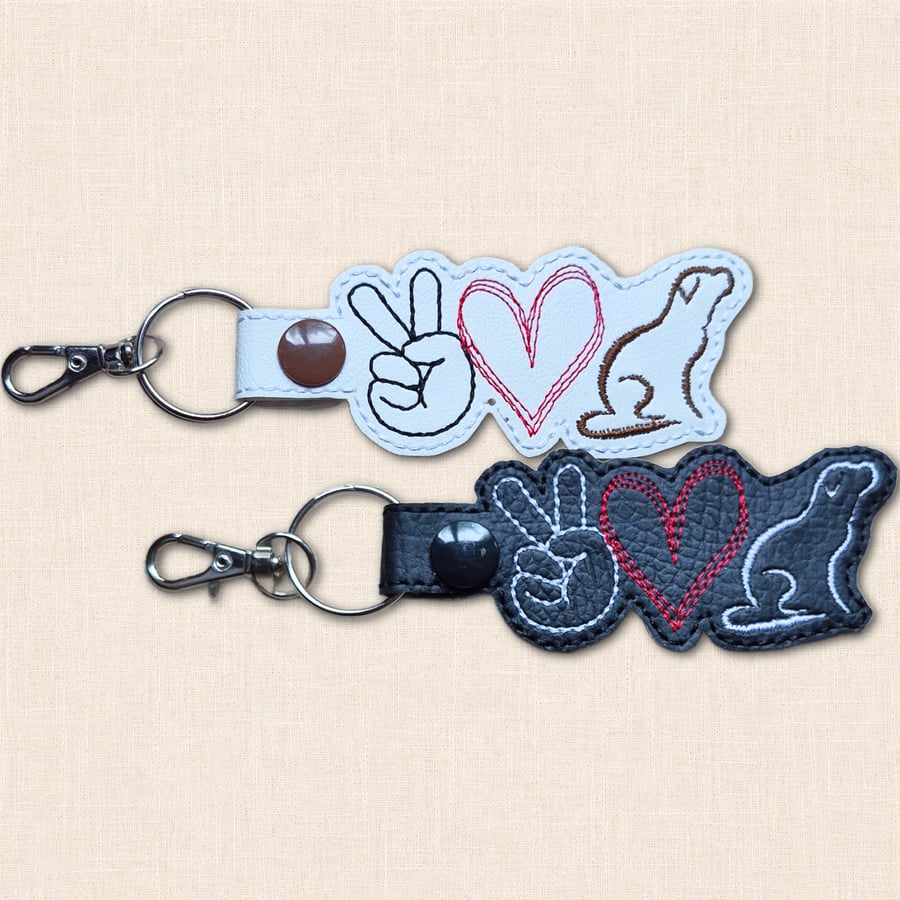 Dog Keyring - Peace Love Dog Faux Leather Bag Charm