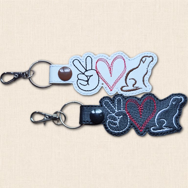 Dog Keyring - Peace Love Dog Faux Leather Bag Charm