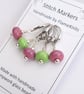 Lampwork Stitch Markers - Wicked Pinks and Greens - Image 2
