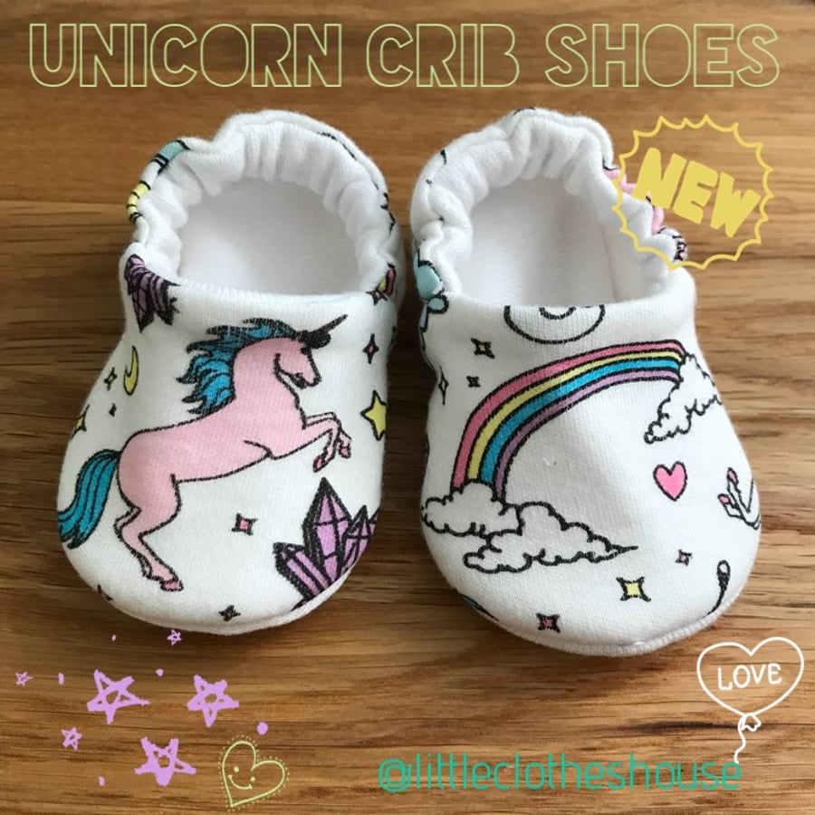 Unicorns Rainbow Shoes Organic Moccasins Kids Slippers Pram Shoes Gift Idea 0-9Y