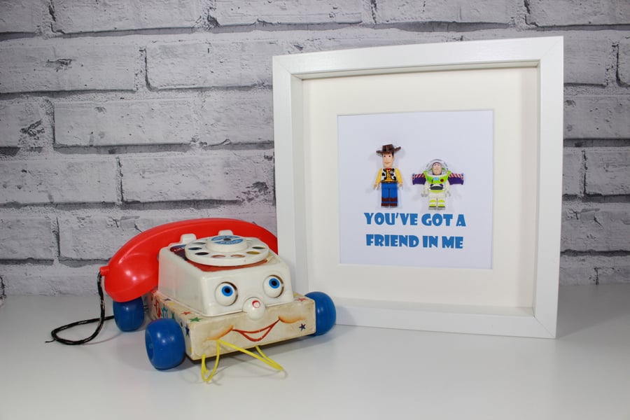 YOU'VE GOT A FRIEND IN ME - WOODY AND BUZZ -  TOY STORY - FRAMED CUSTOM FIGURES