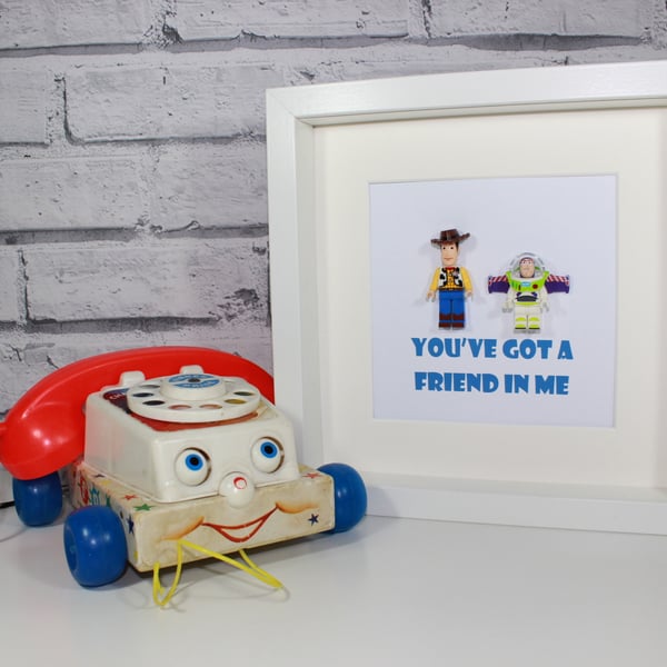 YOU'VE GOT A FRIEND IN ME - WOODY AND BUZZ -  TOY STORY - FRAMED CUSTOM FIGURES