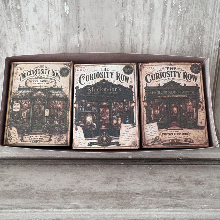 Ephemera - Curiosity Row, 6 matchboxes with ephemera - PB8 0063