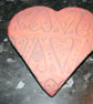 Handmade ceramic green Heart decoration with embossed valentine heart design - Image 2