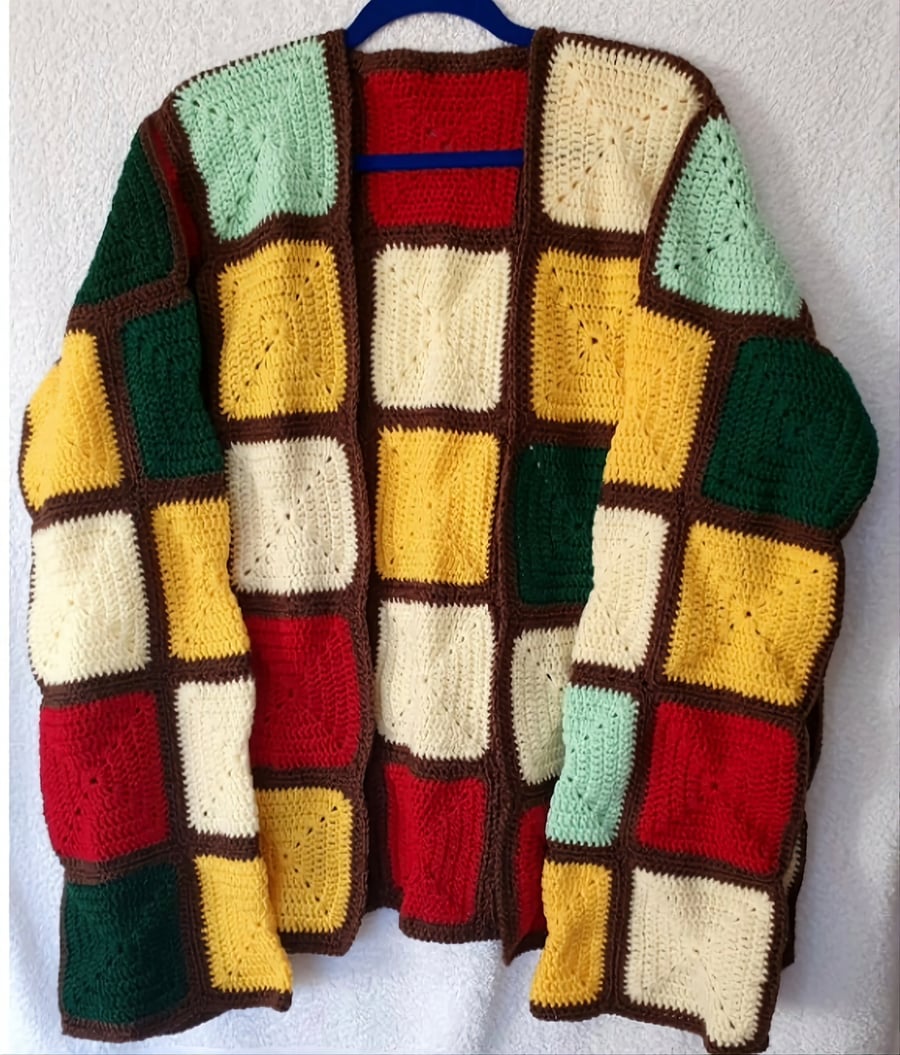 Granny Square Crochet Cardigan. 