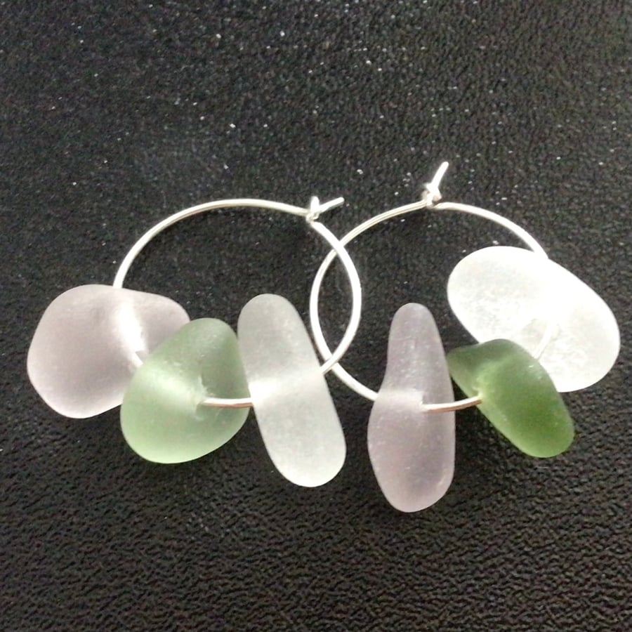 Seaglass hoop earrings