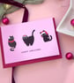 Pink Christmas Cat Card - Folksy