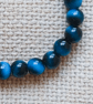 Ladies Blue Tiger's Eye Elastic Bead Bracelet - Image 3