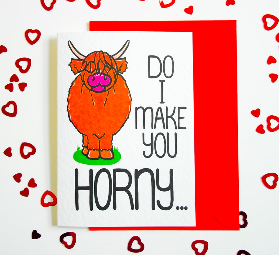 Do I Make You Horny Funny Anniversary Card Bull Theme Love Card Valentines Card