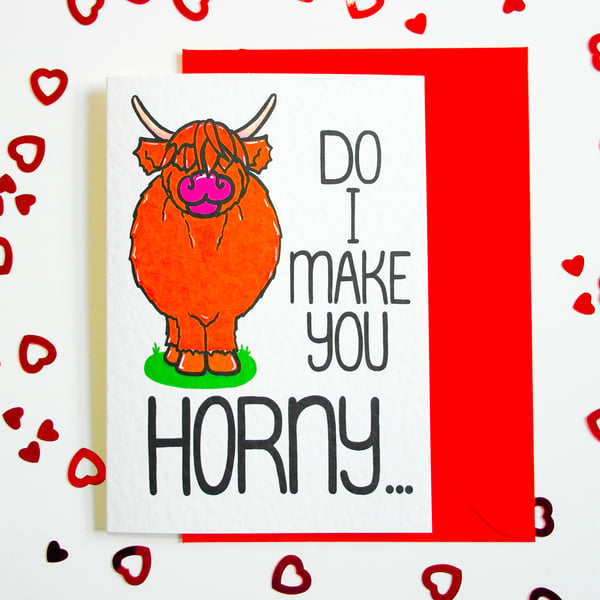 Do I Make You Horny Funny Anniversary Card Bull Theme Love Card Valentines Card