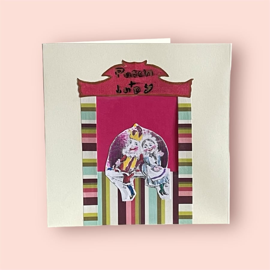 Blank card - handmade collage ‘Punch and Judy No.1’