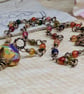 Multicoloured agate necklace with copper wirework and glass pendant  - Image 9
