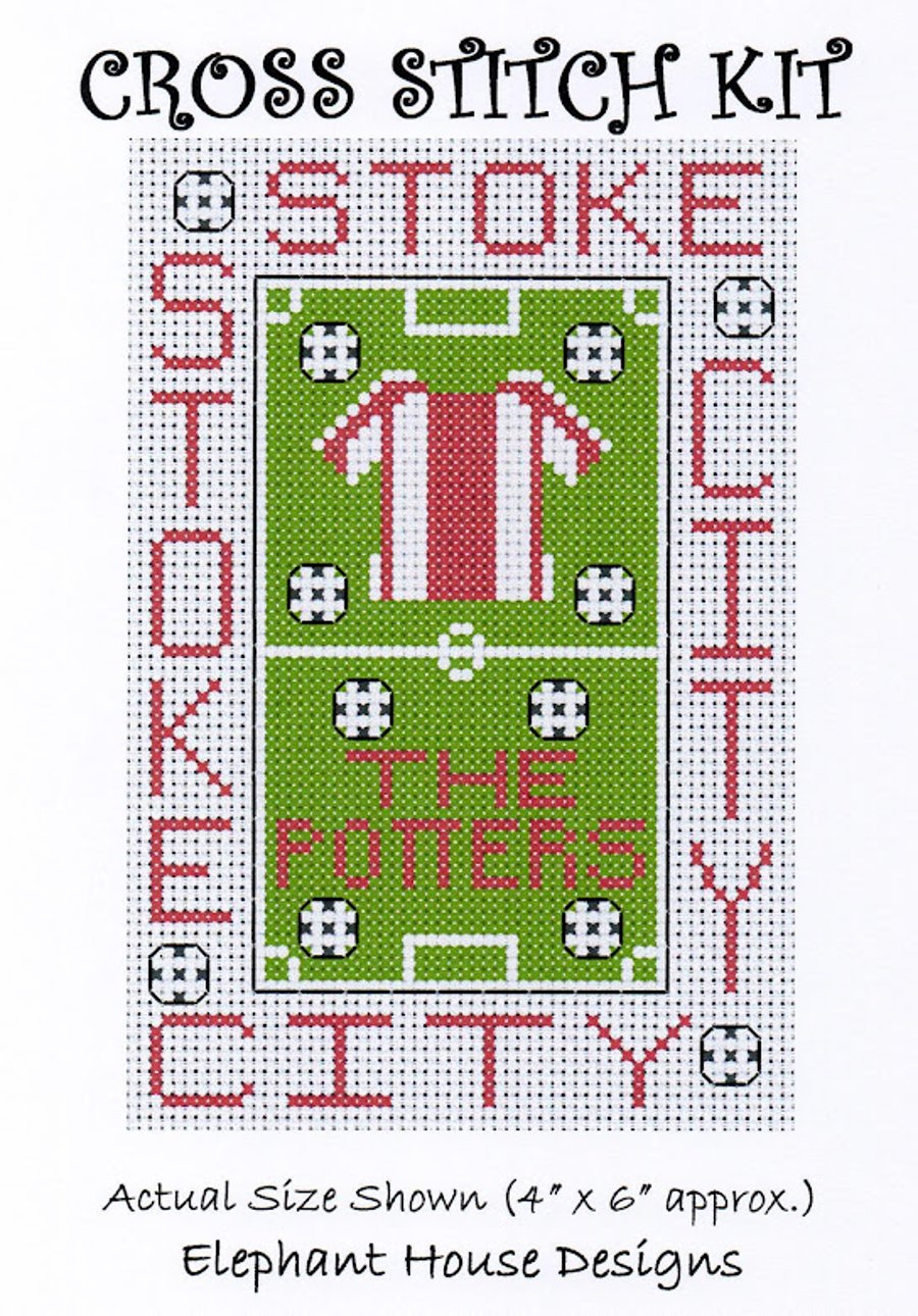 Stoke City Cross Stitch Kit Size 4" x 6"  Full Kit