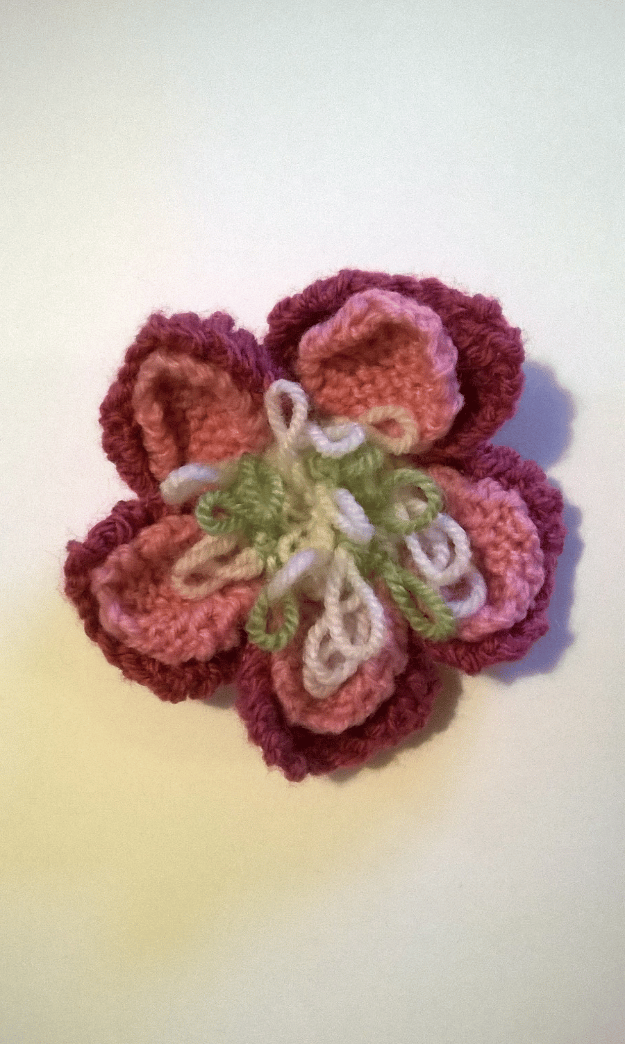 Hand Knitted Peony Hair Clip