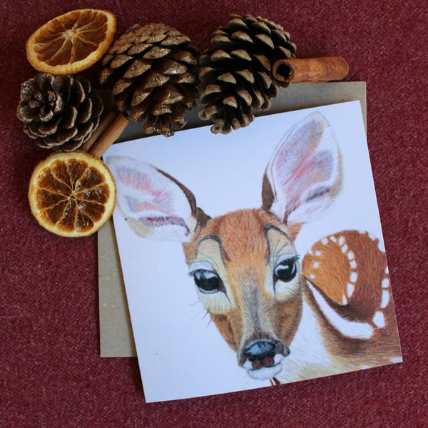 Pack of 10 beautifully drawn deer cards. Perfect as blank greetings card.