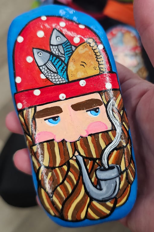 Hand Painted Fisherman Rock 3