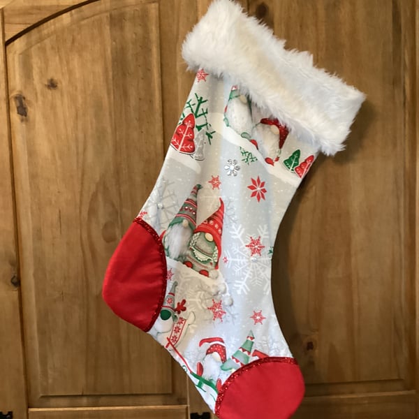 Jumbo Christmas Stocking, gnome stocking