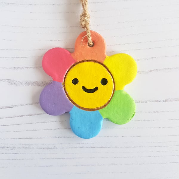 Happy Rainbow flower hanging decoration, various sizes