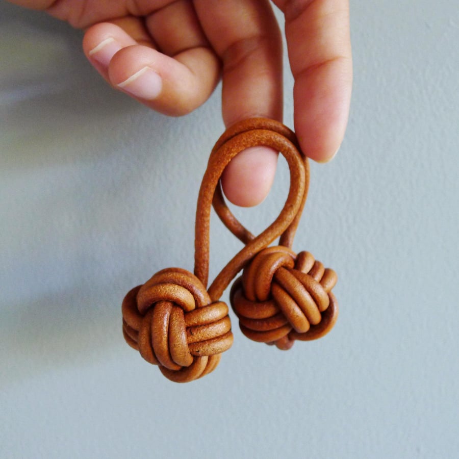 Handmade leather charmLeather braided ball charmhandmade keychain,charm