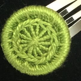 Dorset Button Hair Clips, Pair, Bright Green