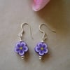 Purple Flower Polymer Clay Bead Earrings
