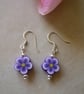Purple Flower Polymer Clay Bead Earrings