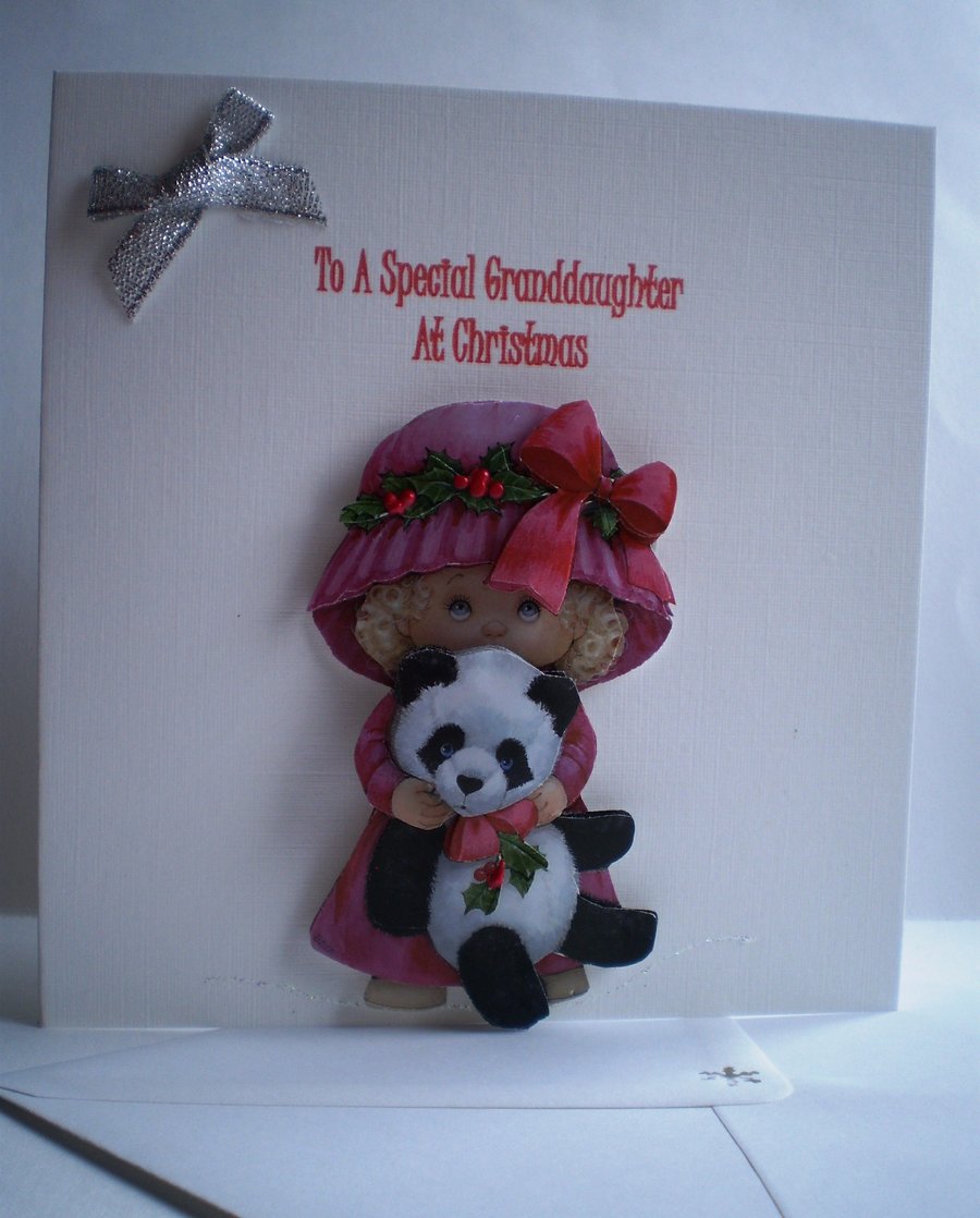 Handmade 3D Cute Christmas Card for Granddaughter,Personalise