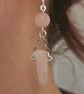 Polished Rose Quartz Crystal Dangle Earrings, Sterling Silver Hooks - Image 3