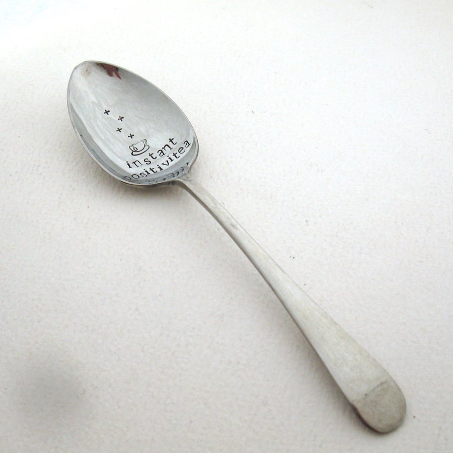 Positiviteaspoon, Handstamped Vintage Spoon