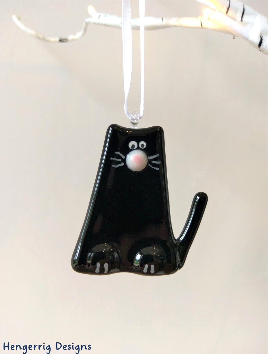 Black Fused Glass Cat