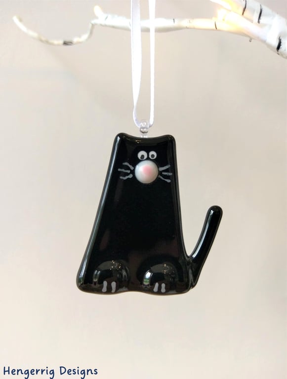 Black Fused Glass Cat