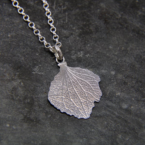 Hydrangea Petal Pendant - Sterling Silver Flower Necklace - Handmade in Cornwall