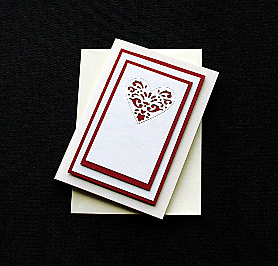 Cutout Heart - Handcrafted Anniversary or Valentine Card - dr180007