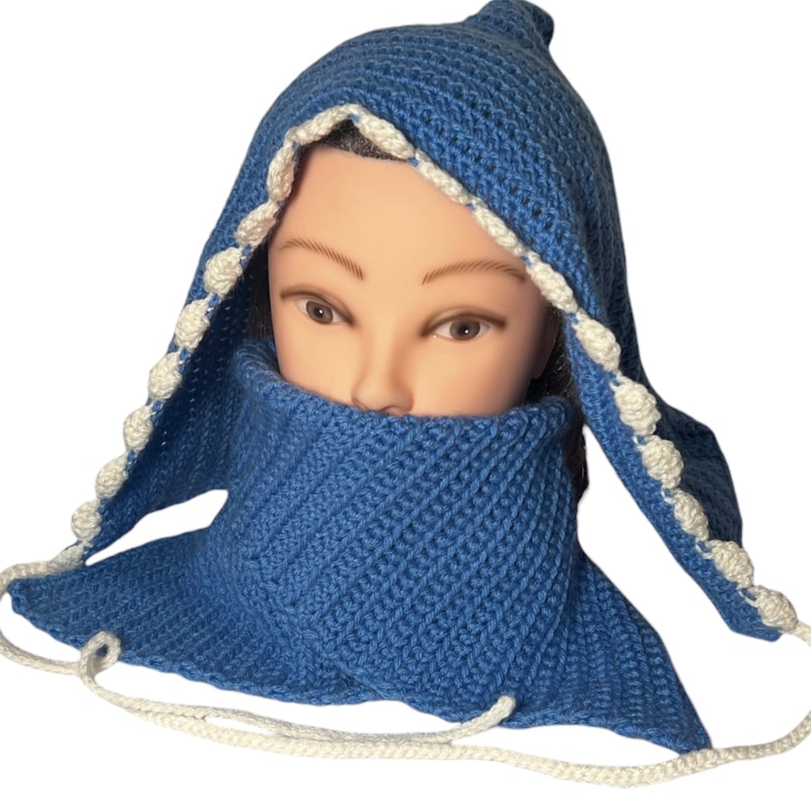 Crochet hoodie with cowl scarf set