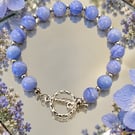 Blue Lace Agate Bracelet with T-Bar Clasp (Calm & Inner Peace)
