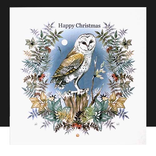 A Christmas Owl Garland - Handmade Christmas Card
