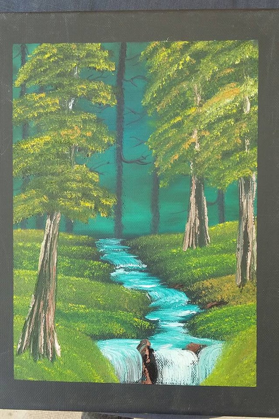 river forest oil painting