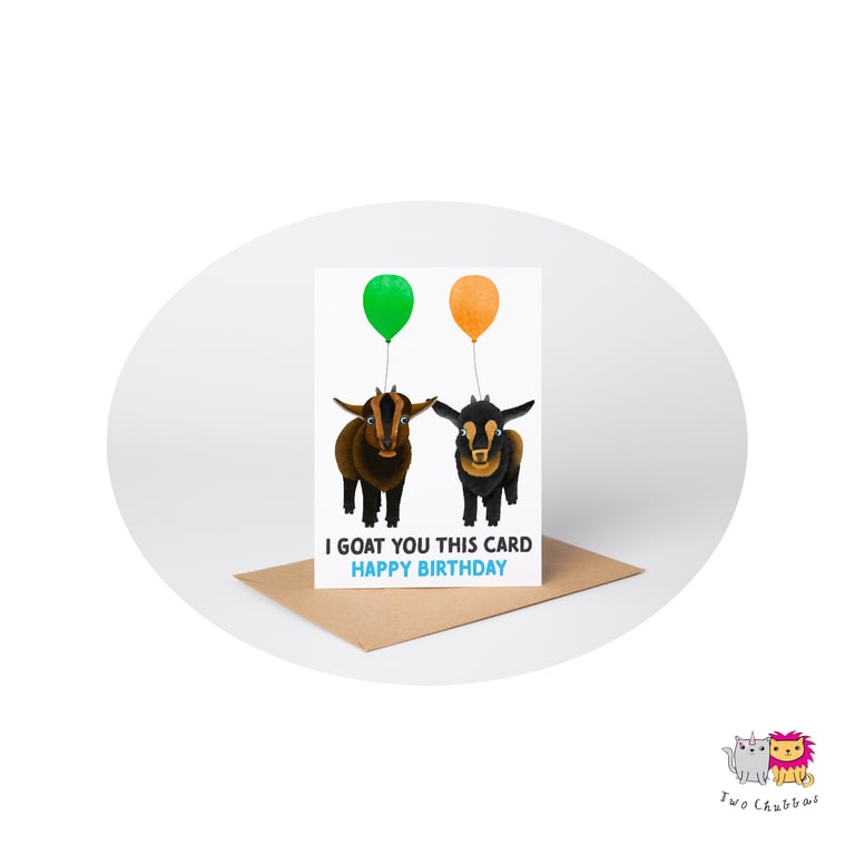 Goat Birthday Card, A6 Birthday Card, Cute Animal Birthday Card