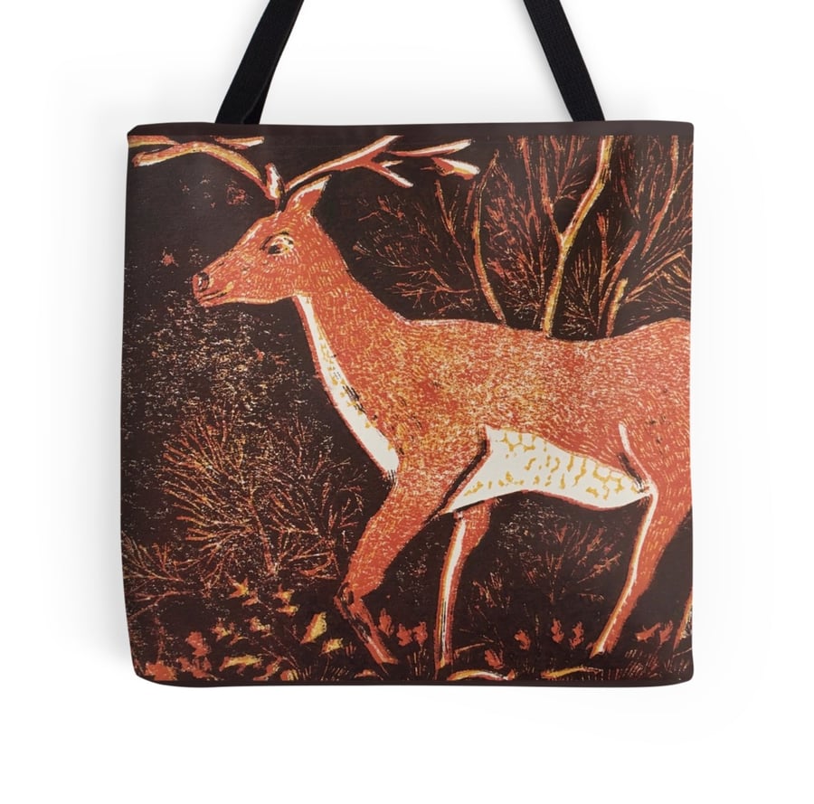 Beautiful Tote Bag Featuring The Design ‘Gentle Giant Of The Wood’ brown